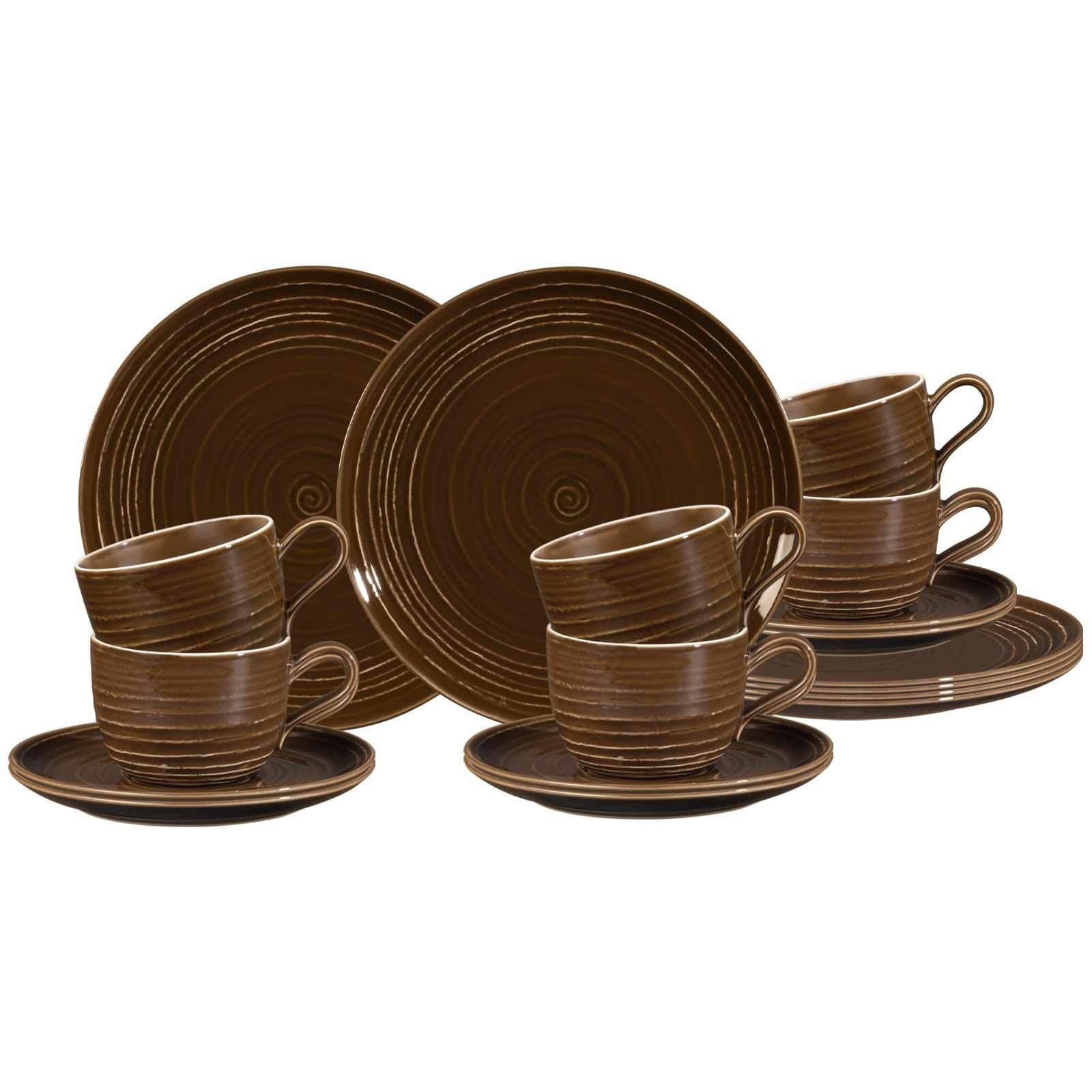 KAFFEESERVICE Terra Erdbraun 18er Set - Braun, Keramik (1/1/1cm) - Seltmann Weiden