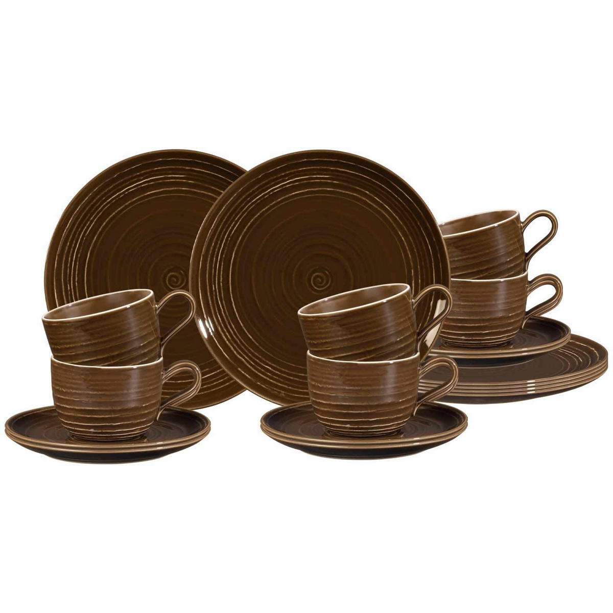KAFFEESERVICE Terra Erdbraun 18er Set - Braun, Keramik (1/1/1cm) - Seltmann Weiden