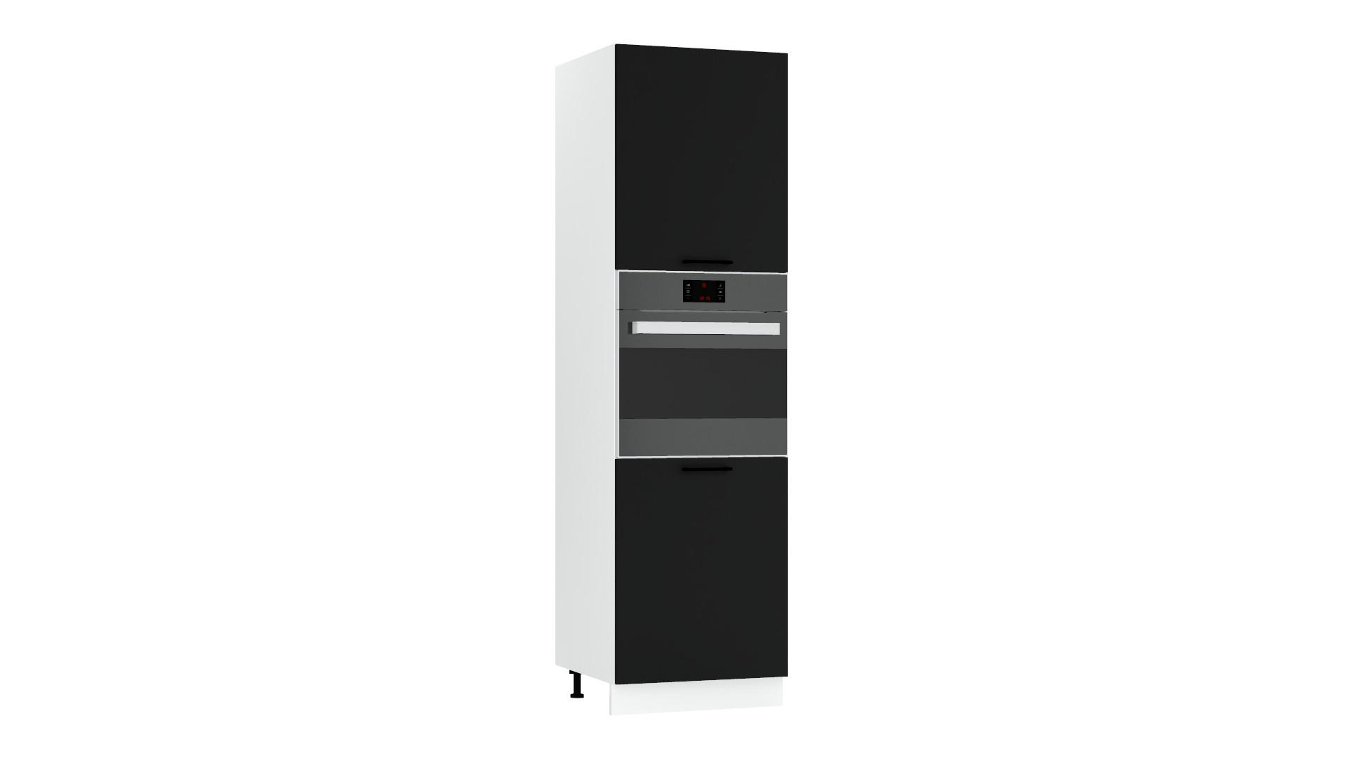 MIKROWELLENUMBAUSCHRANK D60PK/2133 PL - Morvex - Elegante Geräte-Integration - Schwarz, Holz/Metall (60/213.3/56cm) - ROYAL24_MARKT