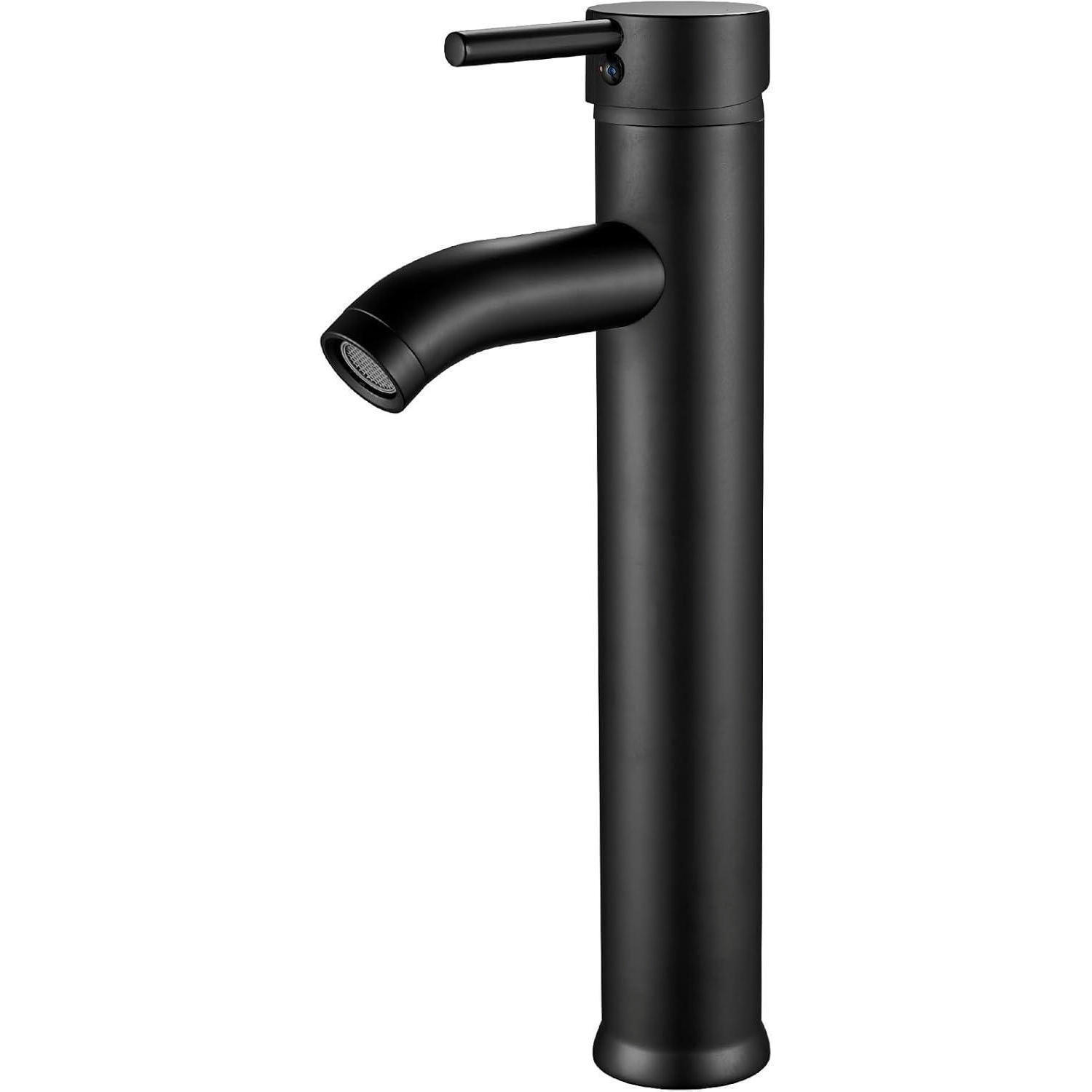 WASCHTISCHARMATUR Hoch Schwarz Edelstahl Einhebelmischer - Schwarz, Metall (15/5/35cm)