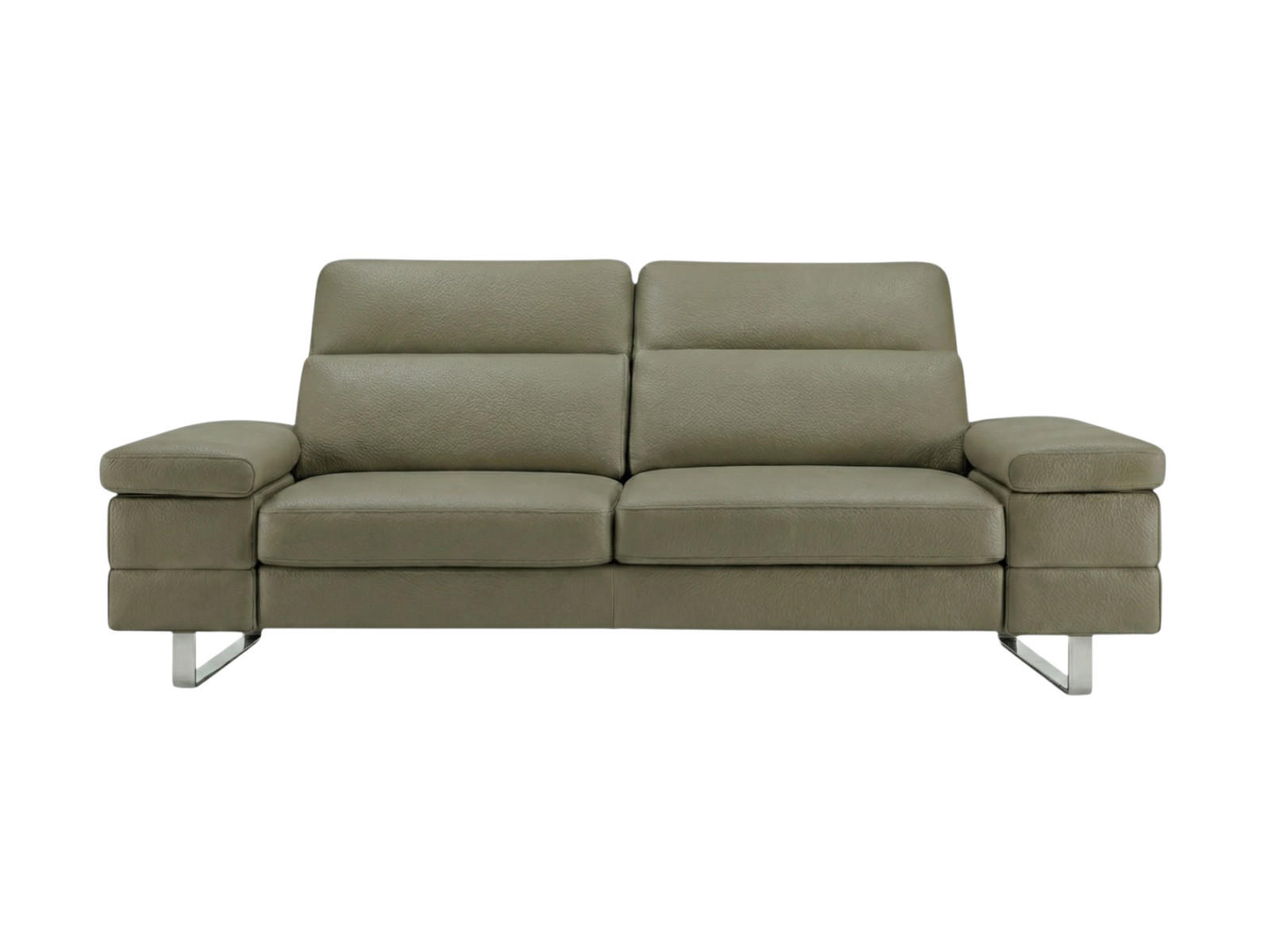 3-SITZER Sofa Virage Echtleder Olivgrün - Olivgrün, Leder/Metall (212/75/109cm)