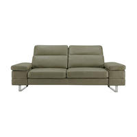 3-SITZER Sofa Virage Echtleder Olivgrün - Olivgrün, Leder/Metall (212/75/109cm)