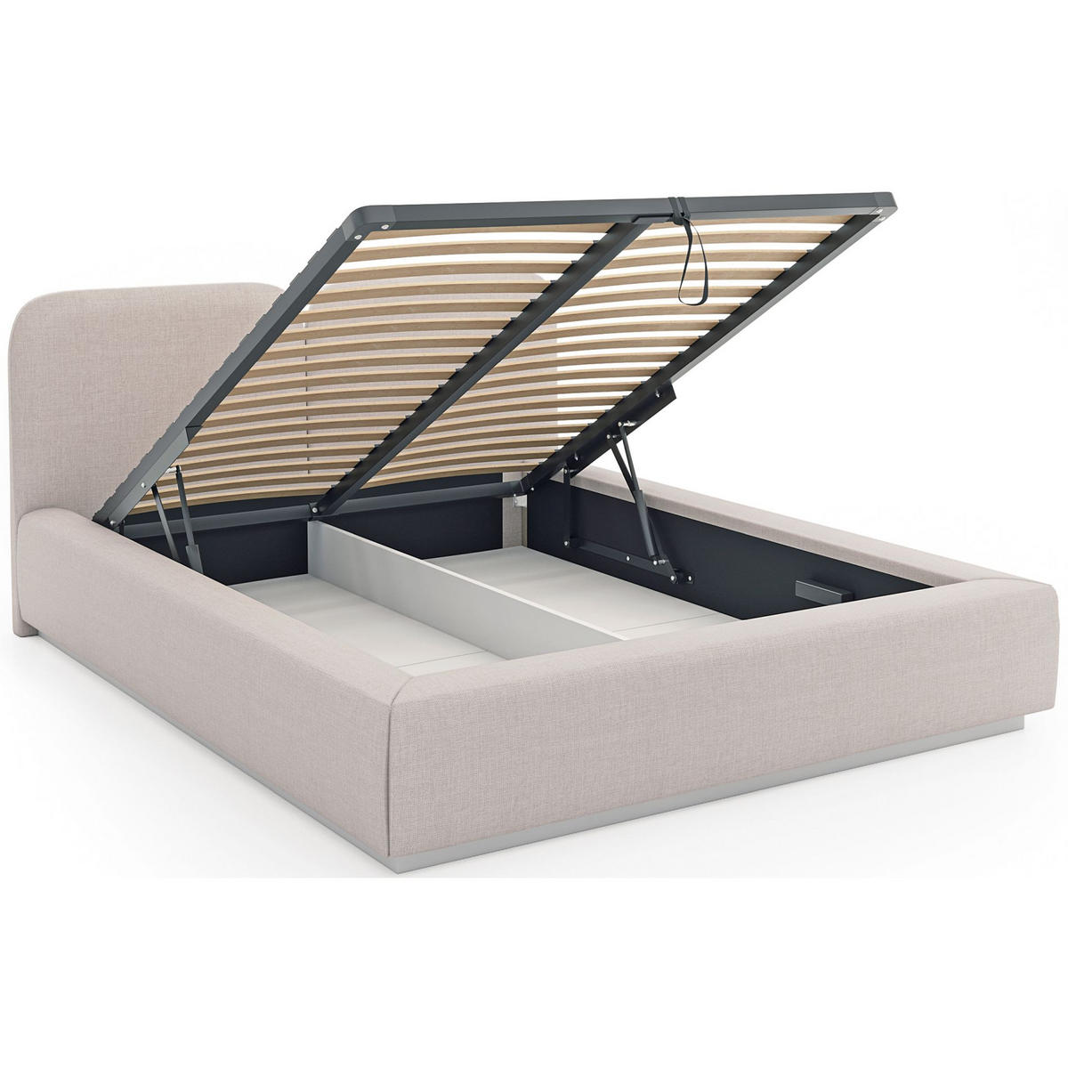 POLSTERBETT Comoves 180x200 Hellbeige mit Chenillebezug und Bettkasten - Ecru, Textil (180/200cm) - Selsey