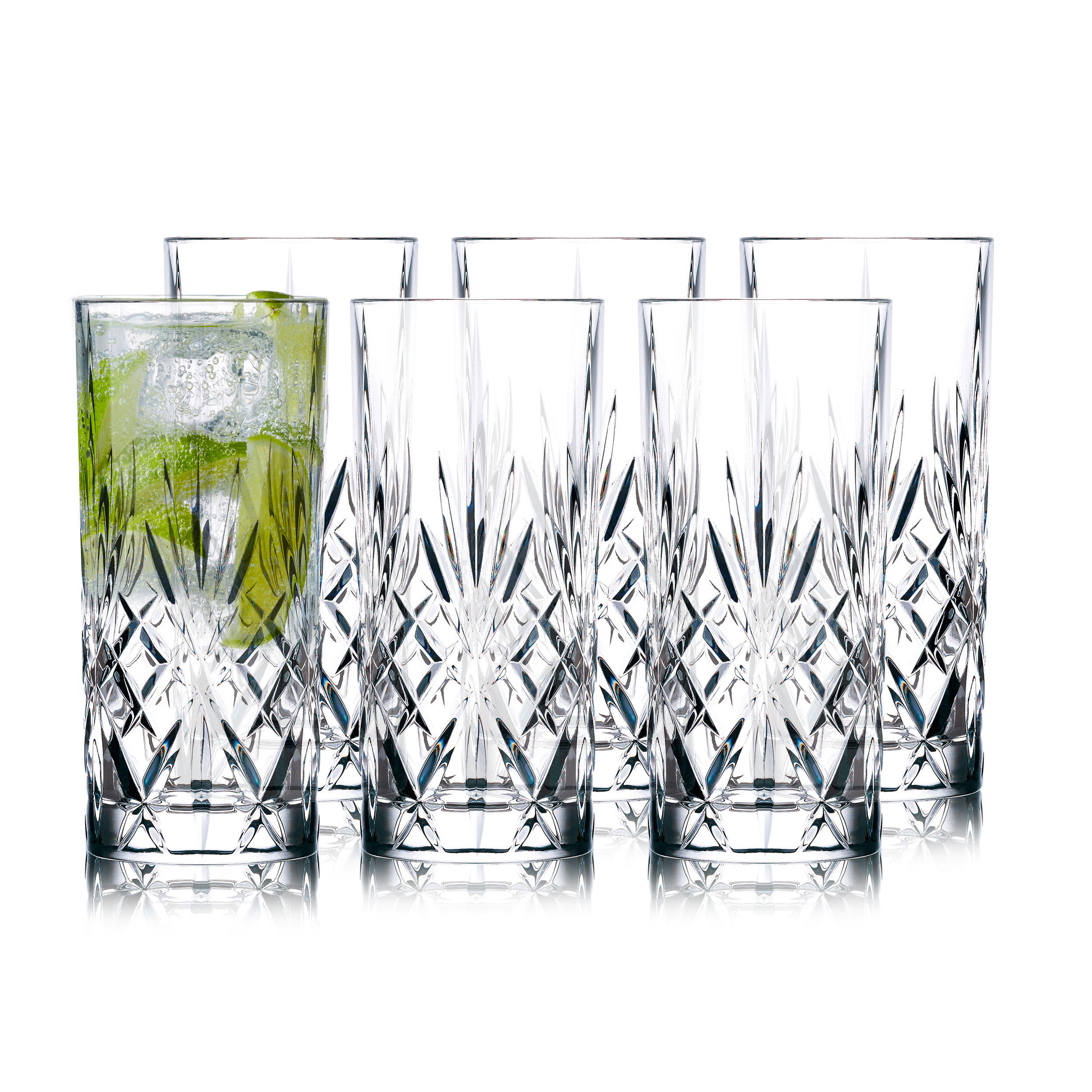 HIGHBALLGLAS Melodia 6er Set, Kristallglas, Klar, 360 ml - Transparent, Glas (0.36L) - Lyngby Glas