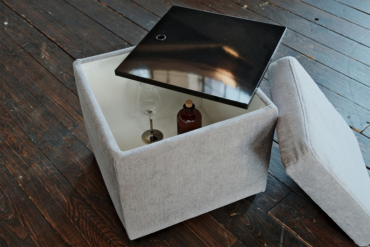 HOCKER IDA Grau Webstoff - Grau, Textil (45/45/45cm) - KAWOLA