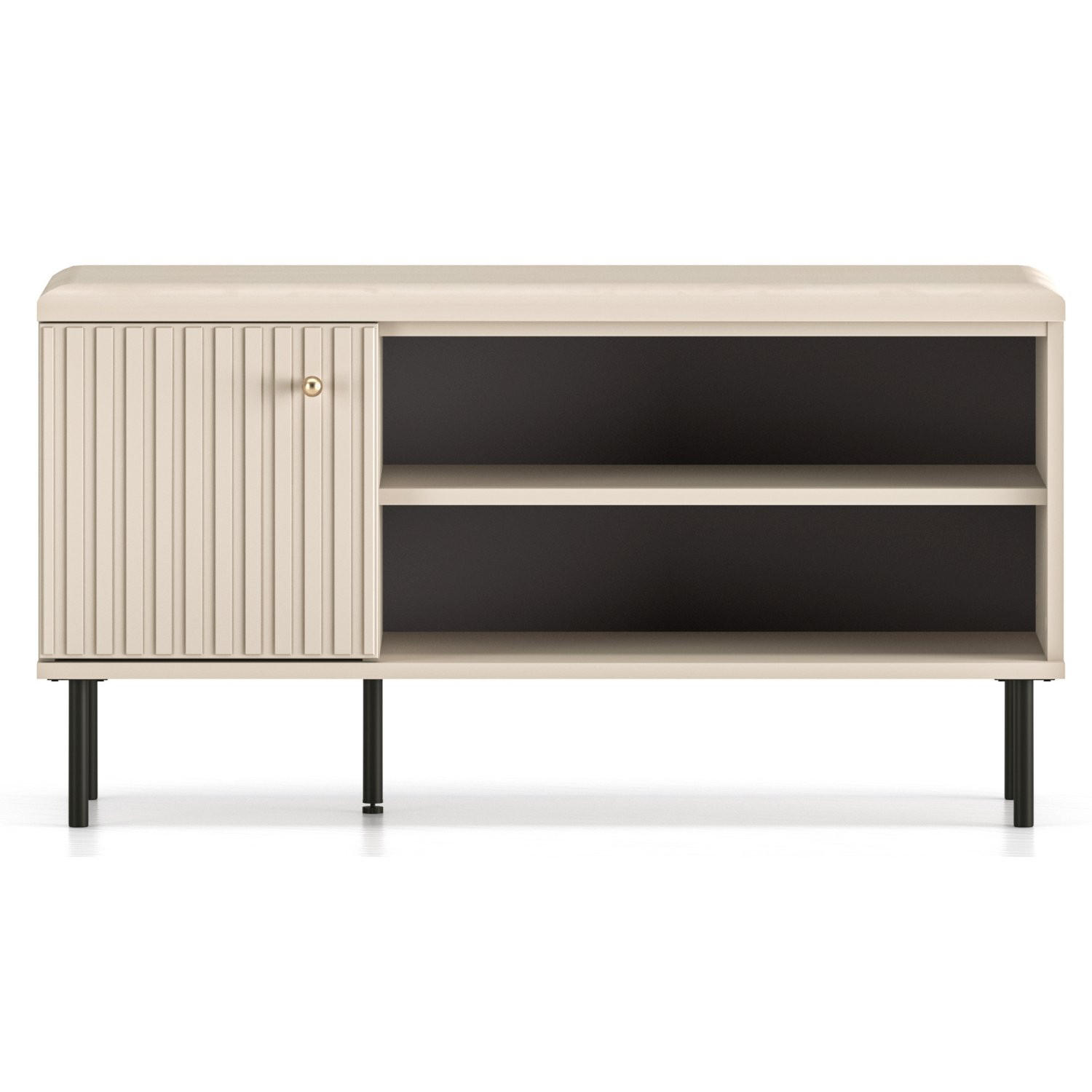 SCHUHSCHRANK Caletto Beige 102 cm - Beige/Goldfarben, Holzwerkstoff/Metall (102/55/34cm) - Selsey