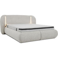 POLSTERBETT Corfu mit LED-Beleuchtung, mit Bettkasten, rundliche Formen, 140x200, Beige - Beige, Textil/Metall (140/200cm) - Beautysofa