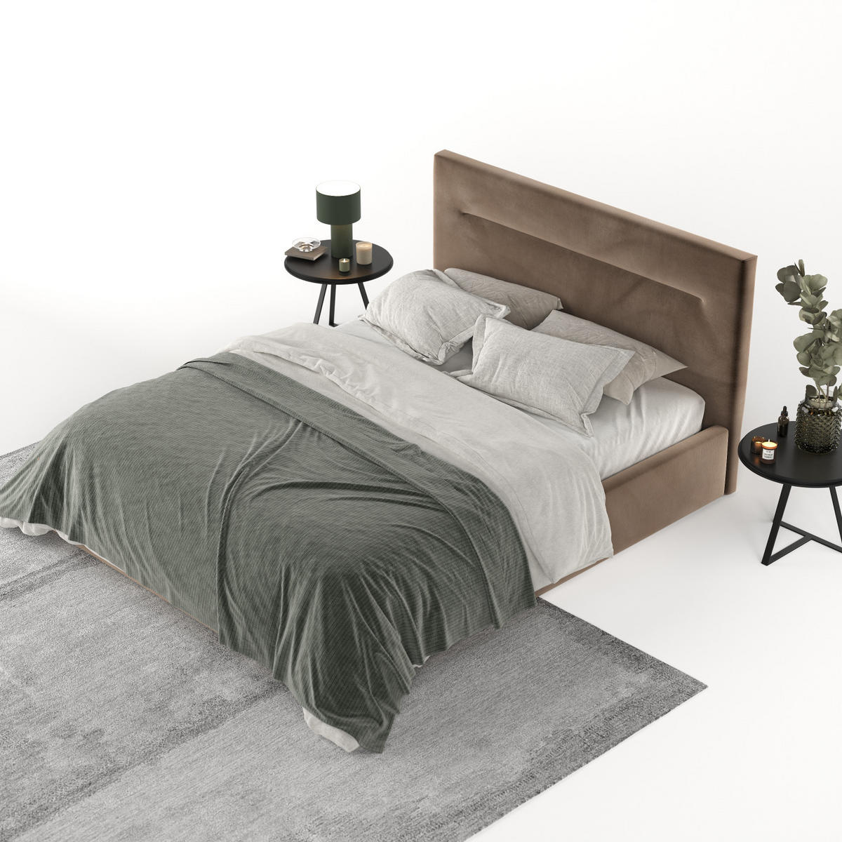 POLSTERBETT Liline 140/200 cm Braun im Paros Stoff - Schwarz/Naturfarben, Holz/Holzwerkstoff (140/200cm) - AltaBeds