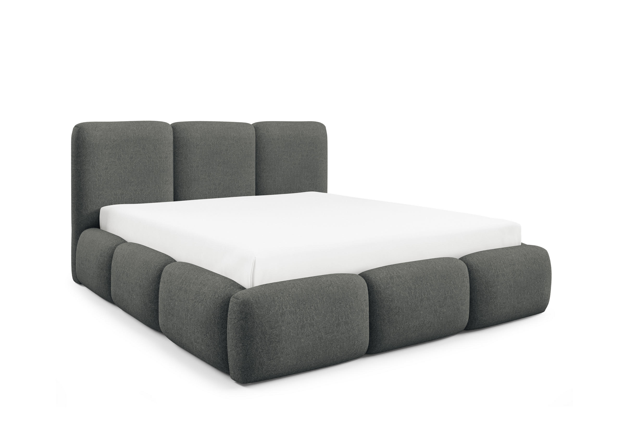 POLSTERBETT BOVA 180x200 cm mit Bettkasten,Lattenrost,Doppelbett,Boxspringbett-Optik-Dunkelgrau - Dunkelgrau, Holz (180/200cm) - Furnistar