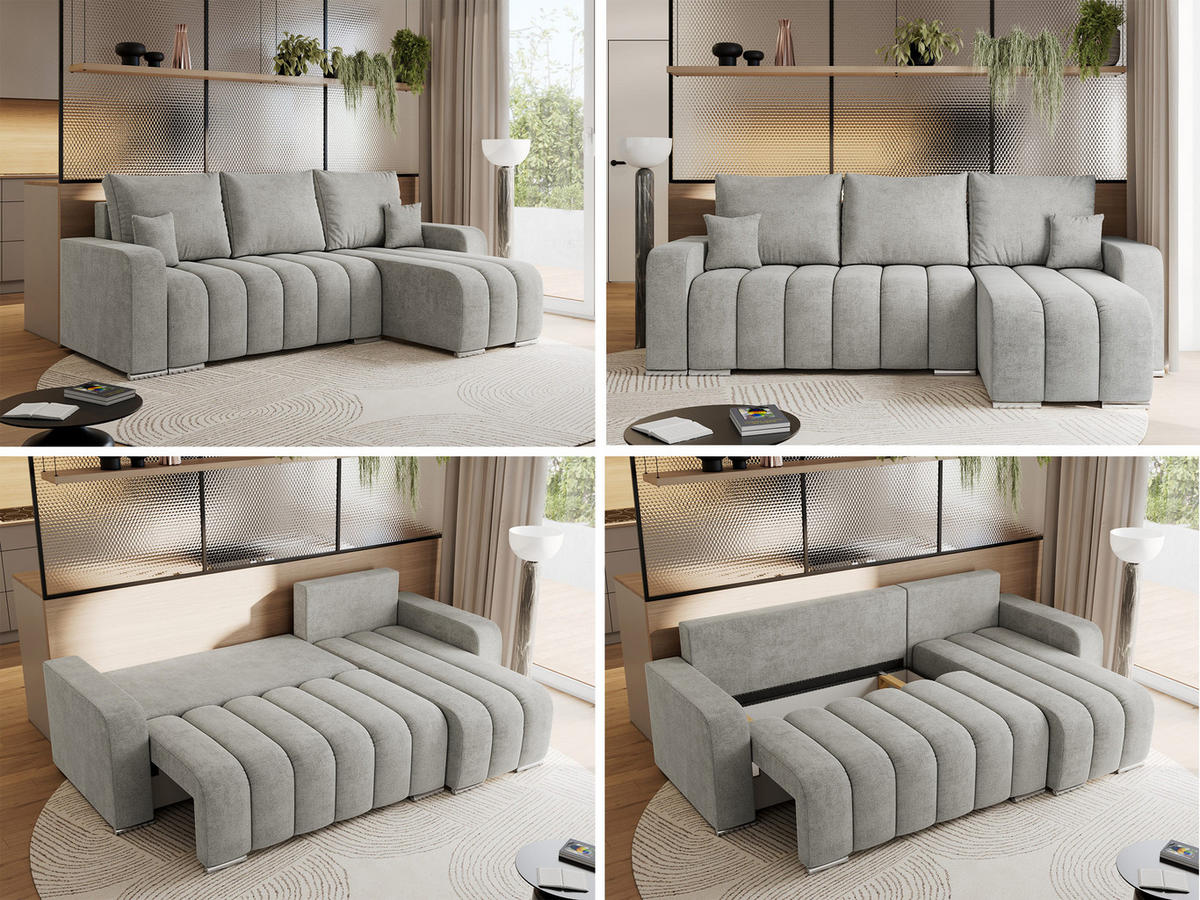 ECKSOFA KIRASSO L Hellgrau Stukture - Hellgrau/Grau, Textil (245/147cm) - MKS