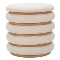 POUF Damasco Ø 40 cm - Beige, Holzwerkstoff (40/42/40cm) - Mauro Ferretti