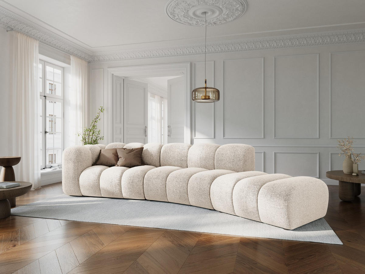 SOFA modular rechts Lupine aus Chenille-Stoff leichtes beige 5 Sitzplätze - Creme, Textil (335/70/166cm) - Micadoni