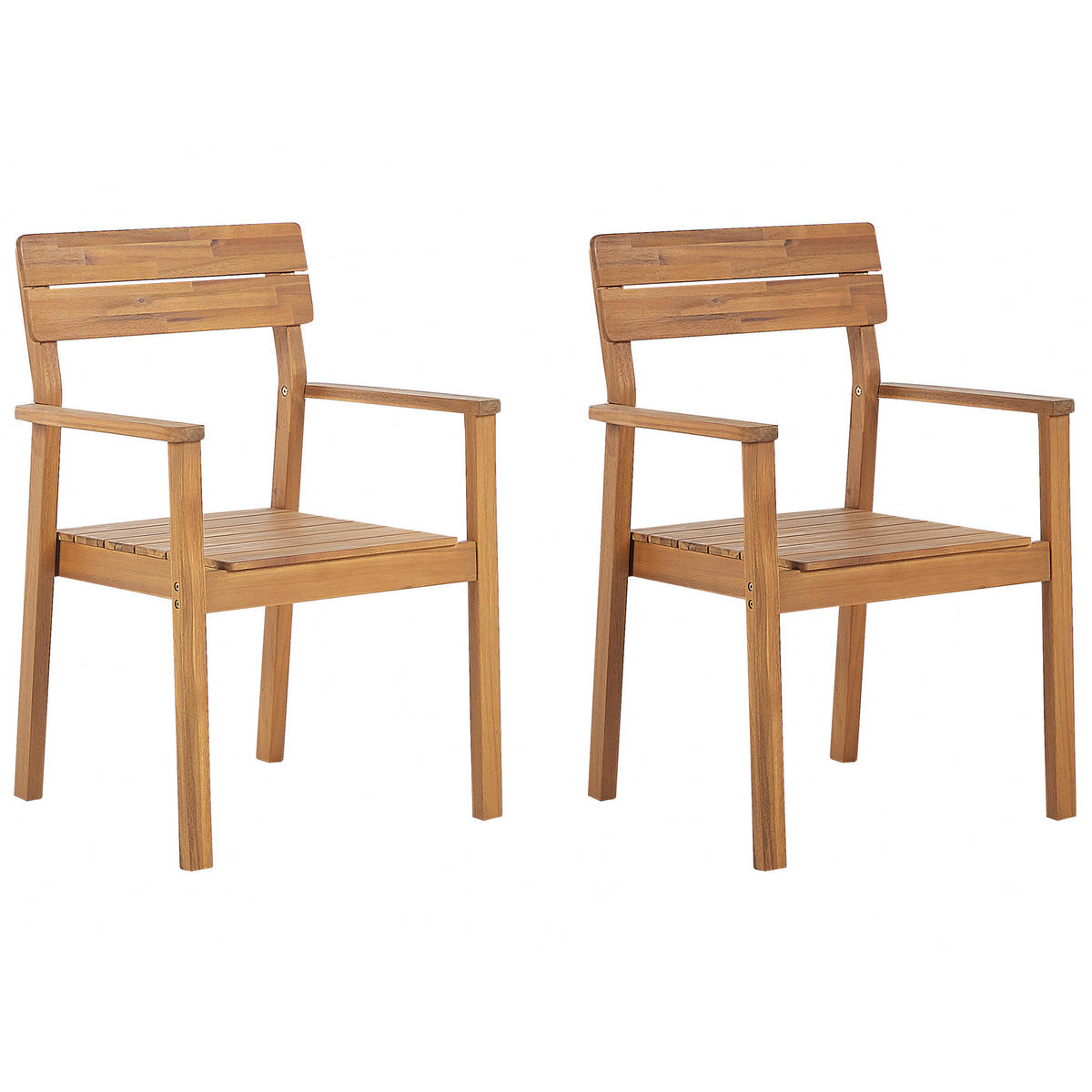 GARTENSTUHL 2er-Set Akazienholz hellbraun Fornelli - Hellbraun, Holz (60/88/56cm) - Beliani