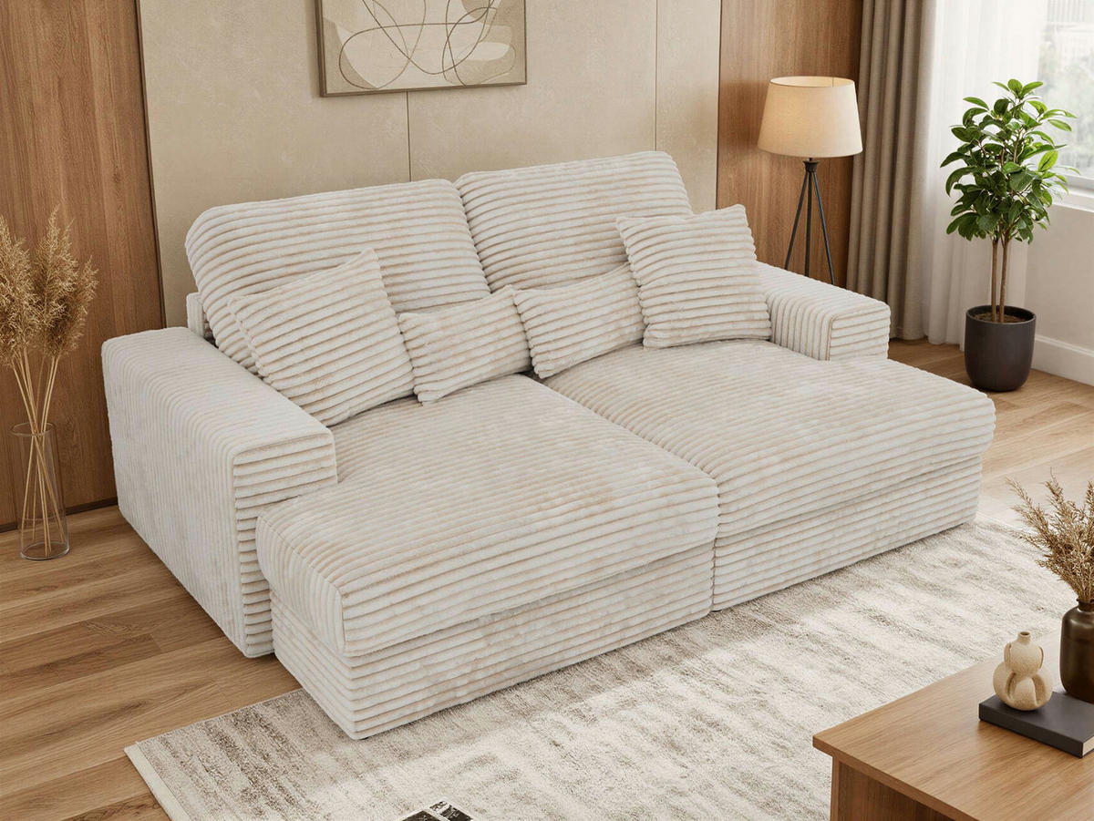 TROJMIESTNA POHOVKA ANERA - Béžová Manšester - čierna/krémová, textil/plast (248/107/163cm) - MKS
