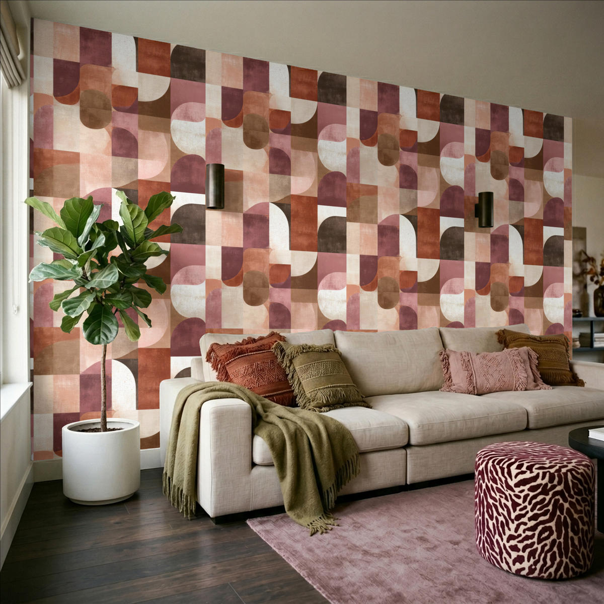 TAPETE - Geometrie - Modern - Retro - 450x280 cm - Multicolor, Papier (450/280cm) - OnlyWow