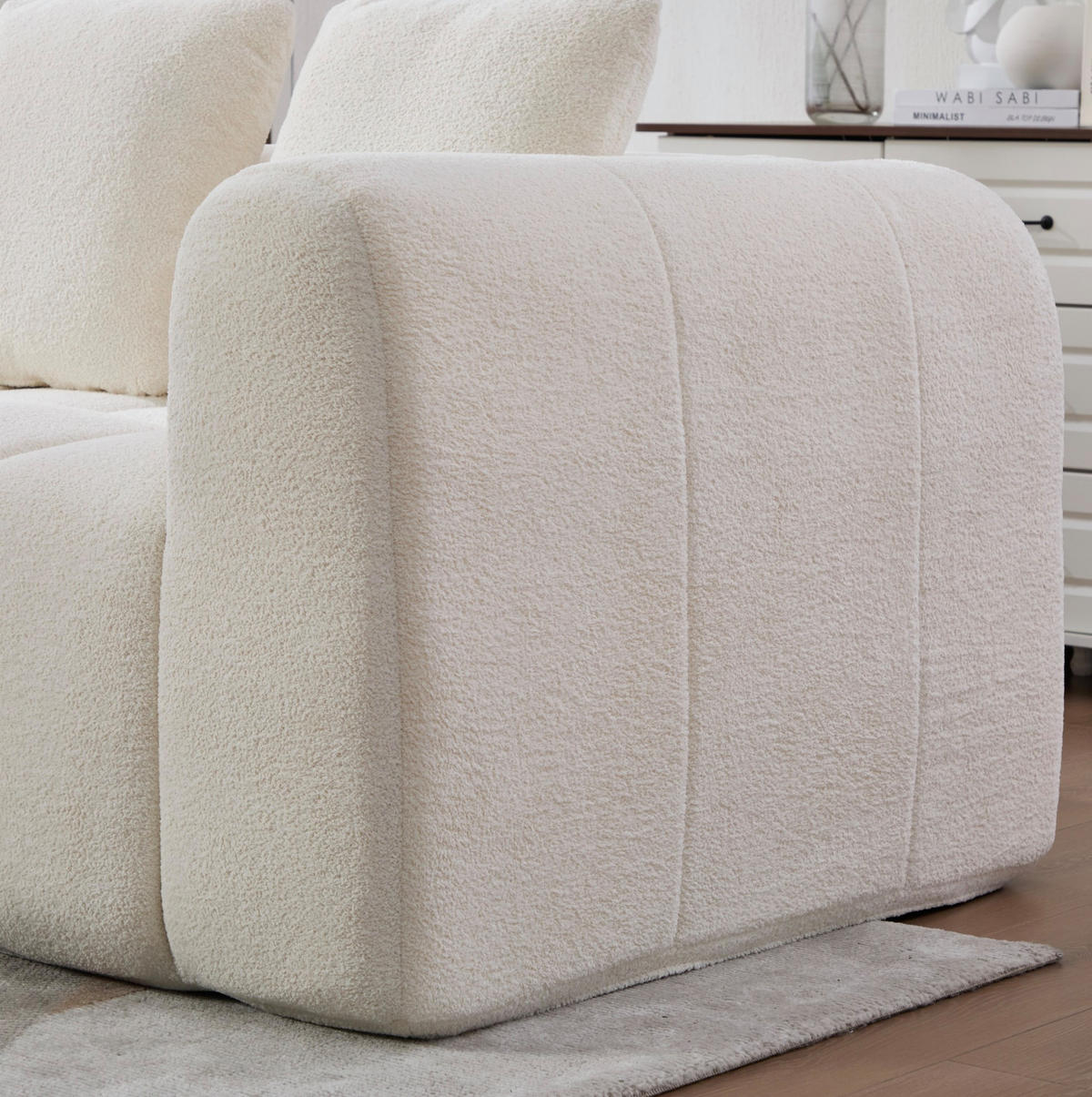 3-SITZER Sofa aus Stoff 260x94,5x80 cm Beige modular, montagefrei mit tiefer Sitzfläche und Armlehnen - Beige, Textil (260/70/95.5cm) - Modfu
