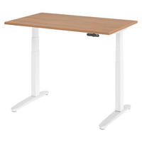 SCHREIBTISCH elektrisch XBHM 80/120/74 cm in Nussbaumfarben/Weiß/Alu poliert - Nussbaumfarben/Weiß, Holzwerkstoff (80/120/74cm) - bümö