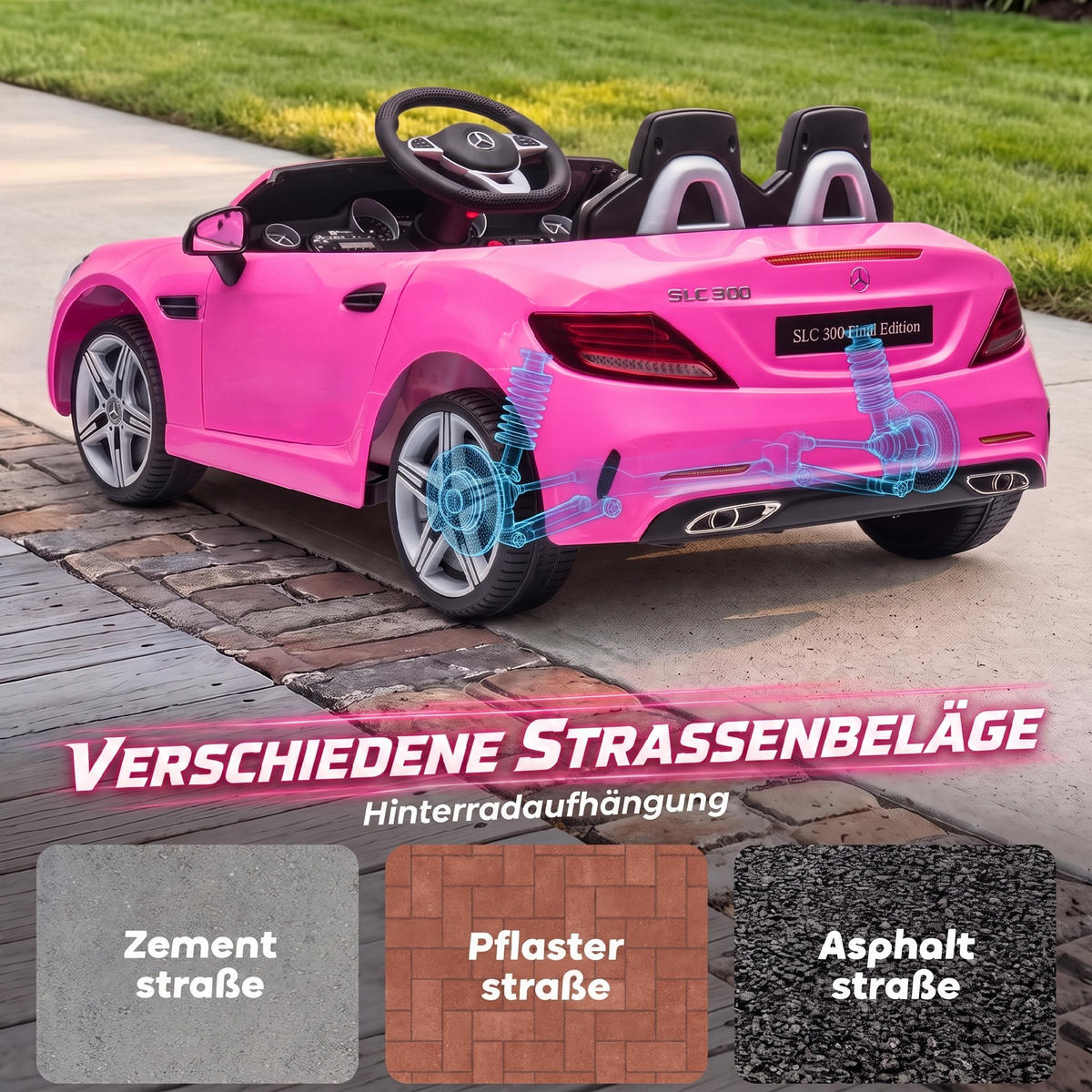 KINDER-ELEKTROAUTO Kunststoff Metall Rosa - Rosa, Kunststoff (107/62.5/44cm) - AIYAPLAY