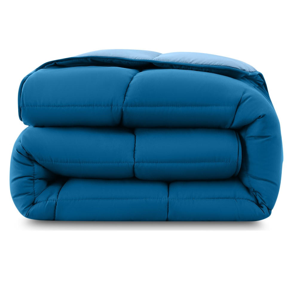 PLÜSCH Steppbett Bi-Color im Wende-Design blau 155x220 - Blau, Textil (155/220cm) - wometo