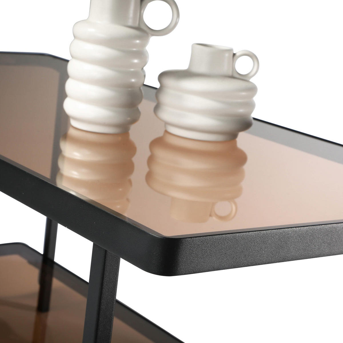 COUCHTISCH mit 2 rauchglas Platten 100/50/48 cm - Schwarz, Holzwerkstoff (100/50/48cm) - Calicosy