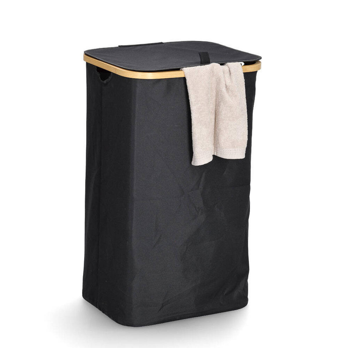 WÄSCHEKORB mit Tasche 44/33/70 cm - Schwarz, Textil (34/69/41.5cm)