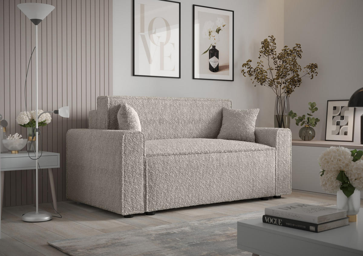 SOFA Mira mit Schlaffunktion - Creme, Textil (161/90/85cm) - SIMKAM Furniture
