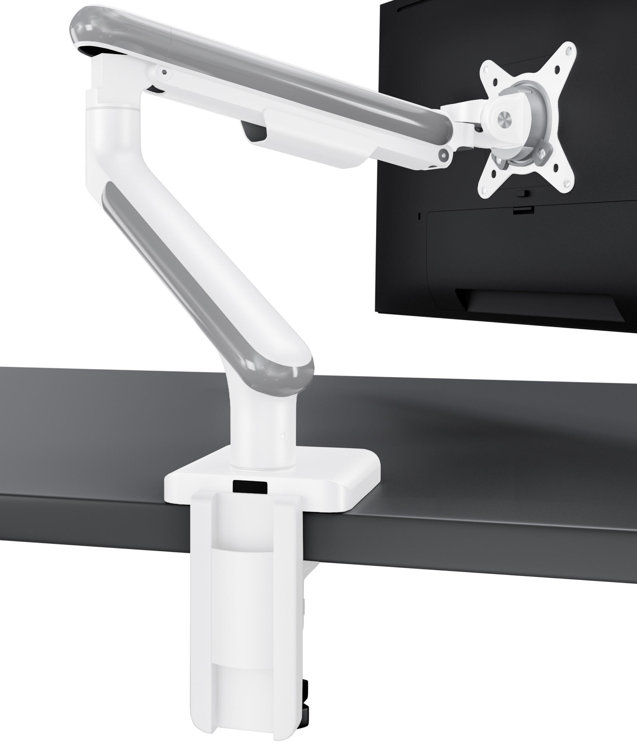 MONITORHALTERUNG, Weiß, Tischhalterung für 1 Monitor 17"-32", VESA 75x75mm, VESA 100x100mm - Schwarz, Kunststoff/Metall (55.9/11.5/60cm) - Desktronic