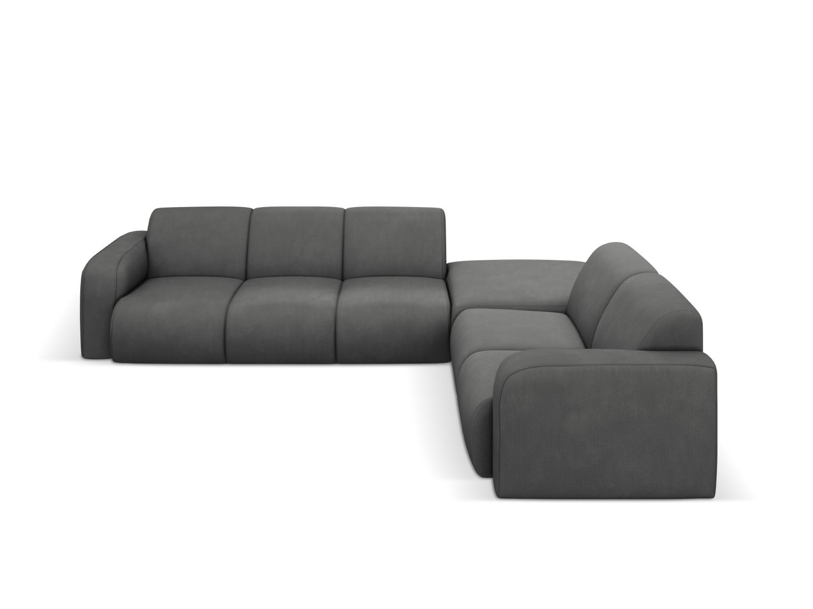 ECKSOFA rechts Molino aus strukturiertem Stoff dunkelgrau 6 Sitzplätze - Dunkelgrau, Textil (250/315cm) - Micadoni