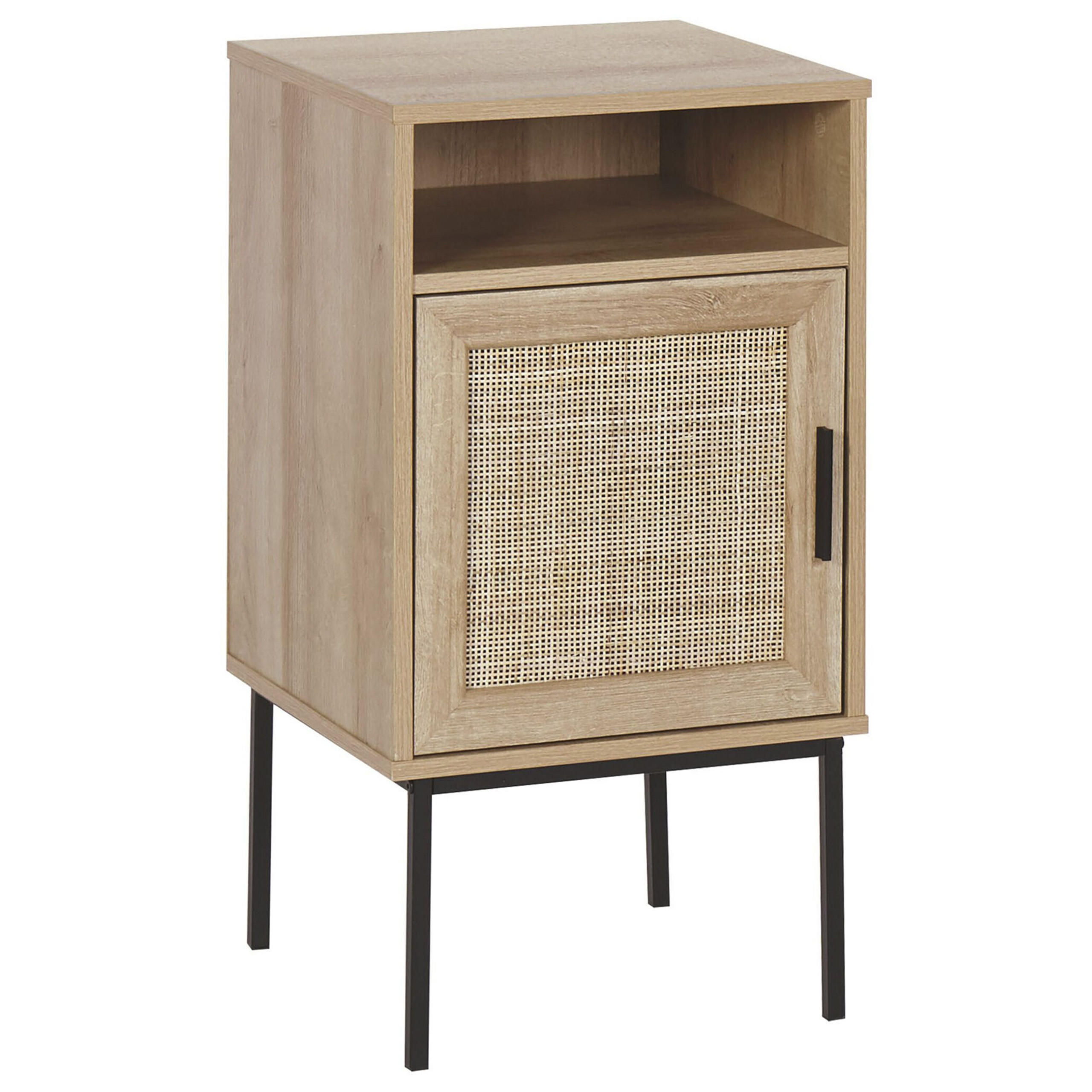 NACHTTISCH Rattan heller Holzfarbton Pasco - Hellbraun/Schwarz, Holzwerkstoff (40/78/40cm) - Beliani