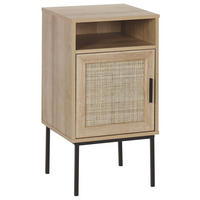 NACHTTISCH Rattan heller Holzfarbton Pasco - Hellbraun/Schwarz, Holzwerkstoff (40/78/40cm) - Beliani