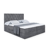 BOXBETT mit H4-Matratze und Lattenrost - LEPARO - 200x200 Dunkelgrau - Dunkelgrau, Holzwerkstoff (200/200cm) - ALTDECOR