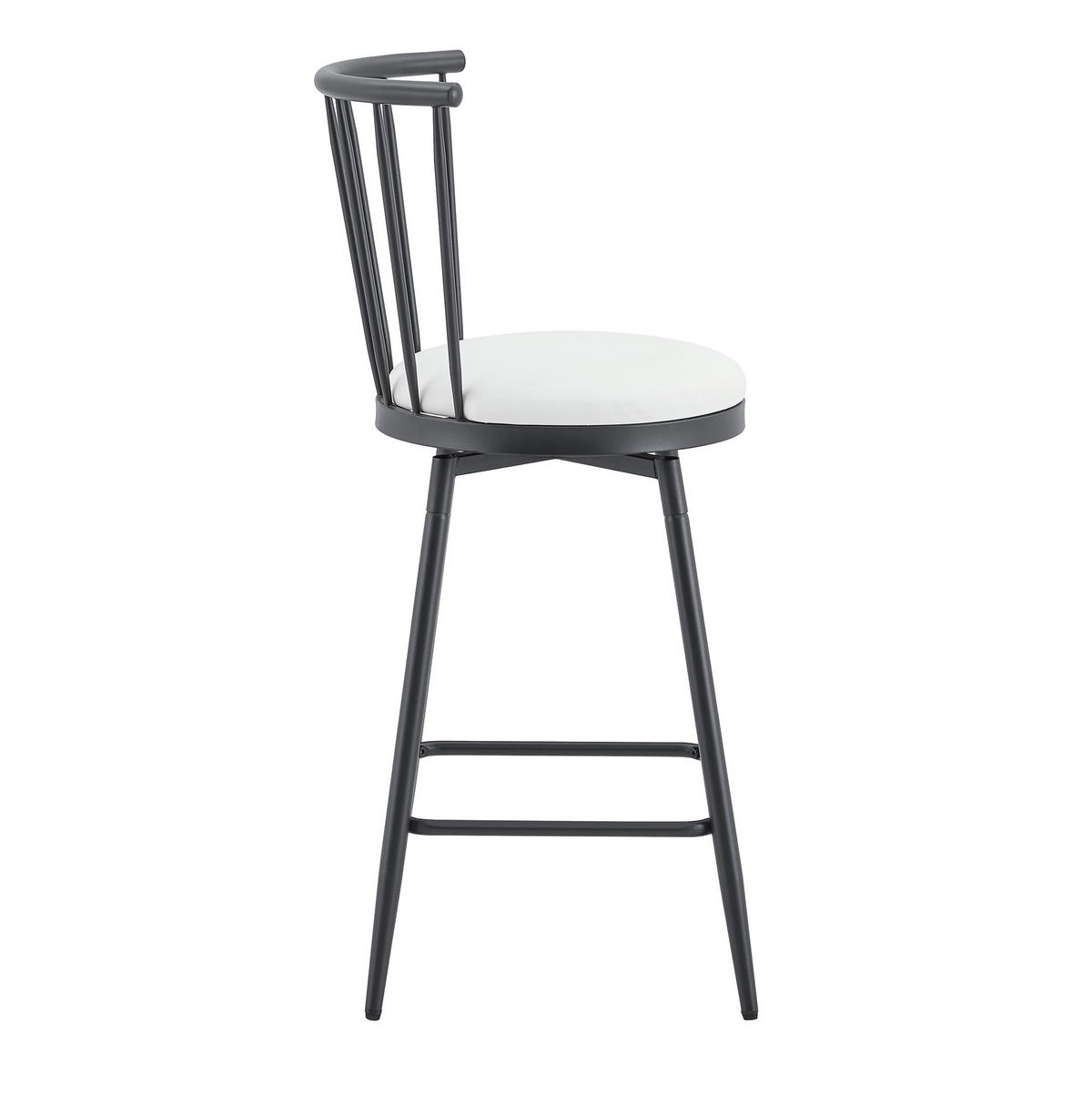 BARHOCKER Weiß mit gepolstertem Kunstledersitz und Fußstütze - Weiß, Metall (39/96/39cm) - MIVRAY