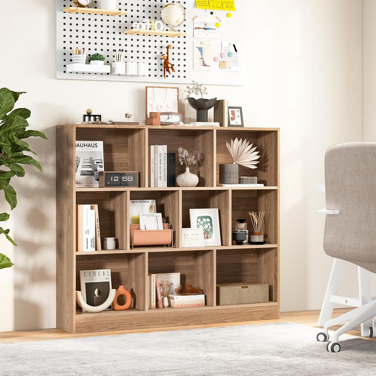 BÜCHERREGAL Braun - Braun, Holzwerkstoff (24/104/120cm) - COSTWAY