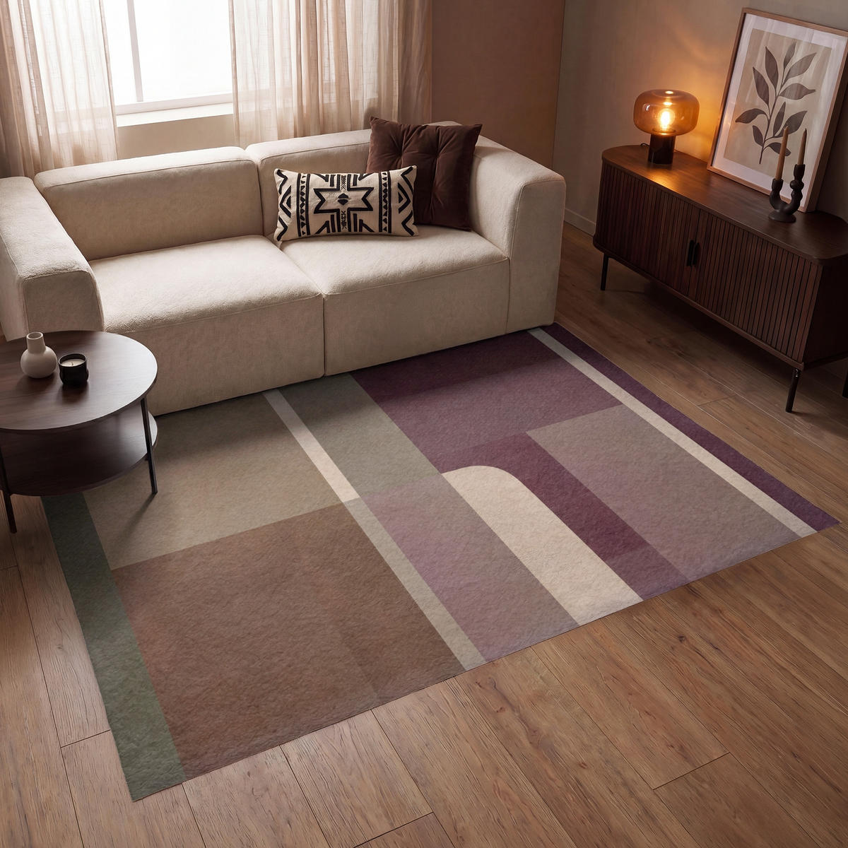 KOBERCE - Roviny - abstraktné - Bordeaux - línie - 200x140 cm - viacfarebná, textil/plast (200/0.4cm) - OnlyWow