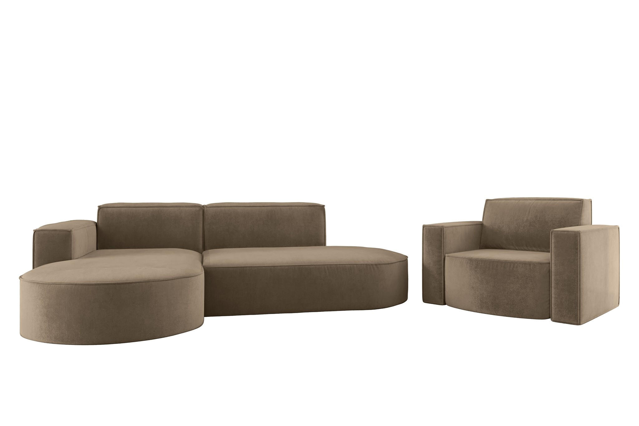 SOFASET Palma In Noel - Braun, Holzwerkstoff/Textil (236/78/165cm) - Fun Möbel