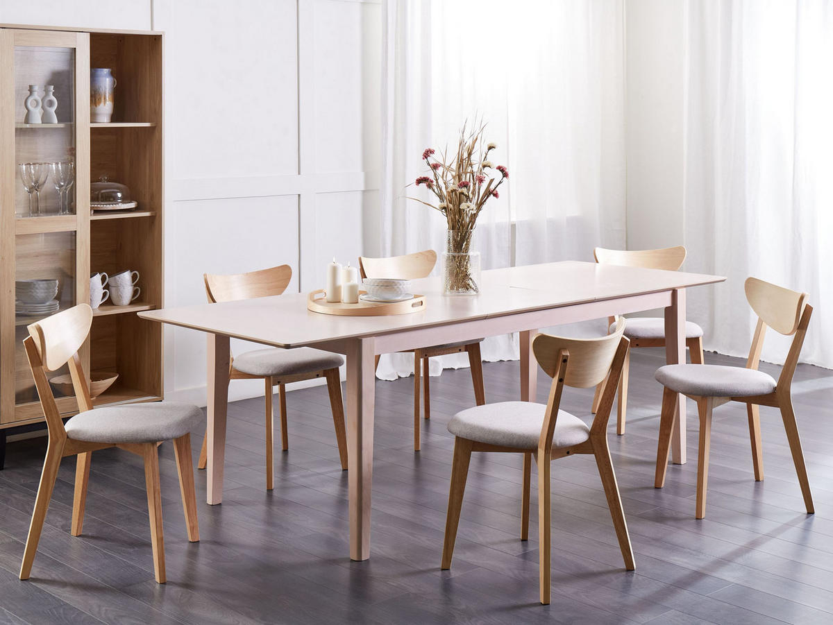 AUSZIEHBARER-ESSTISCH 180/240- 90 cm Heller Holzfarbton Crosby - Hellbraun, Holzwerkstoff (180/90/75cm) - Beliani