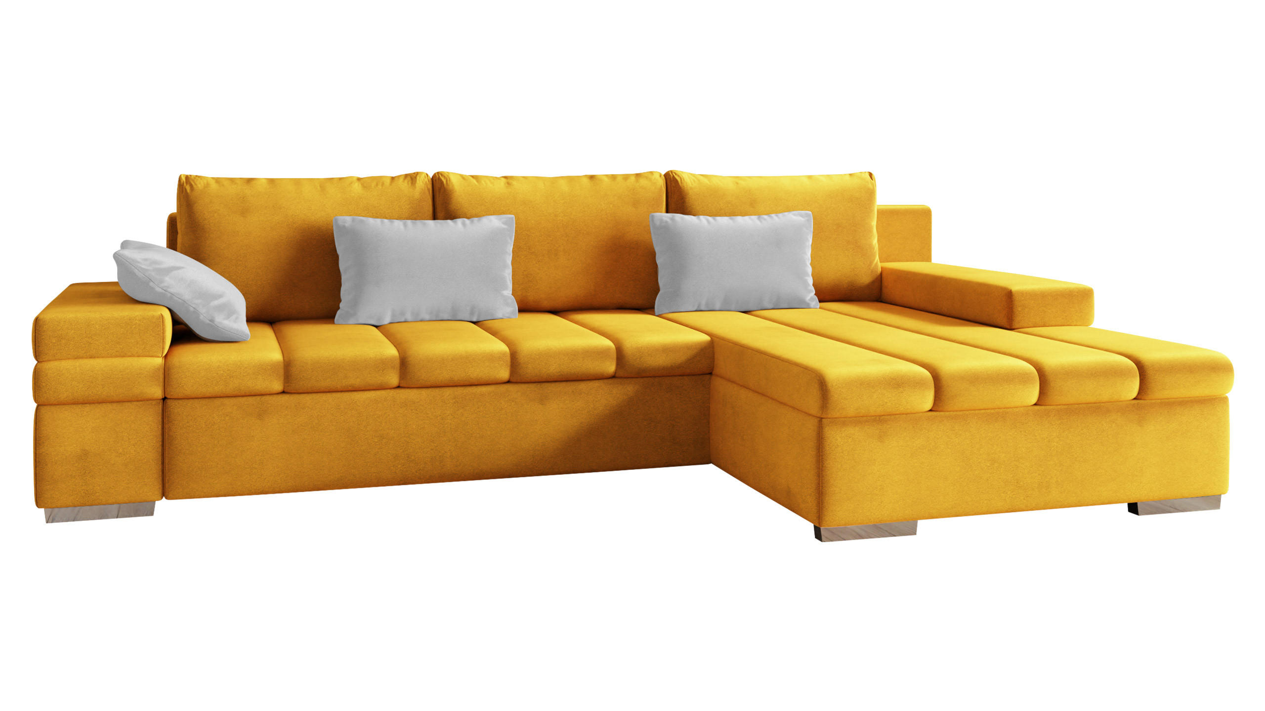ECKSOFA Bangkok Premium, Seite: Rechts - Gelb/Silberfarben, Holz/Textil (310/175cm) - MIRJAN24