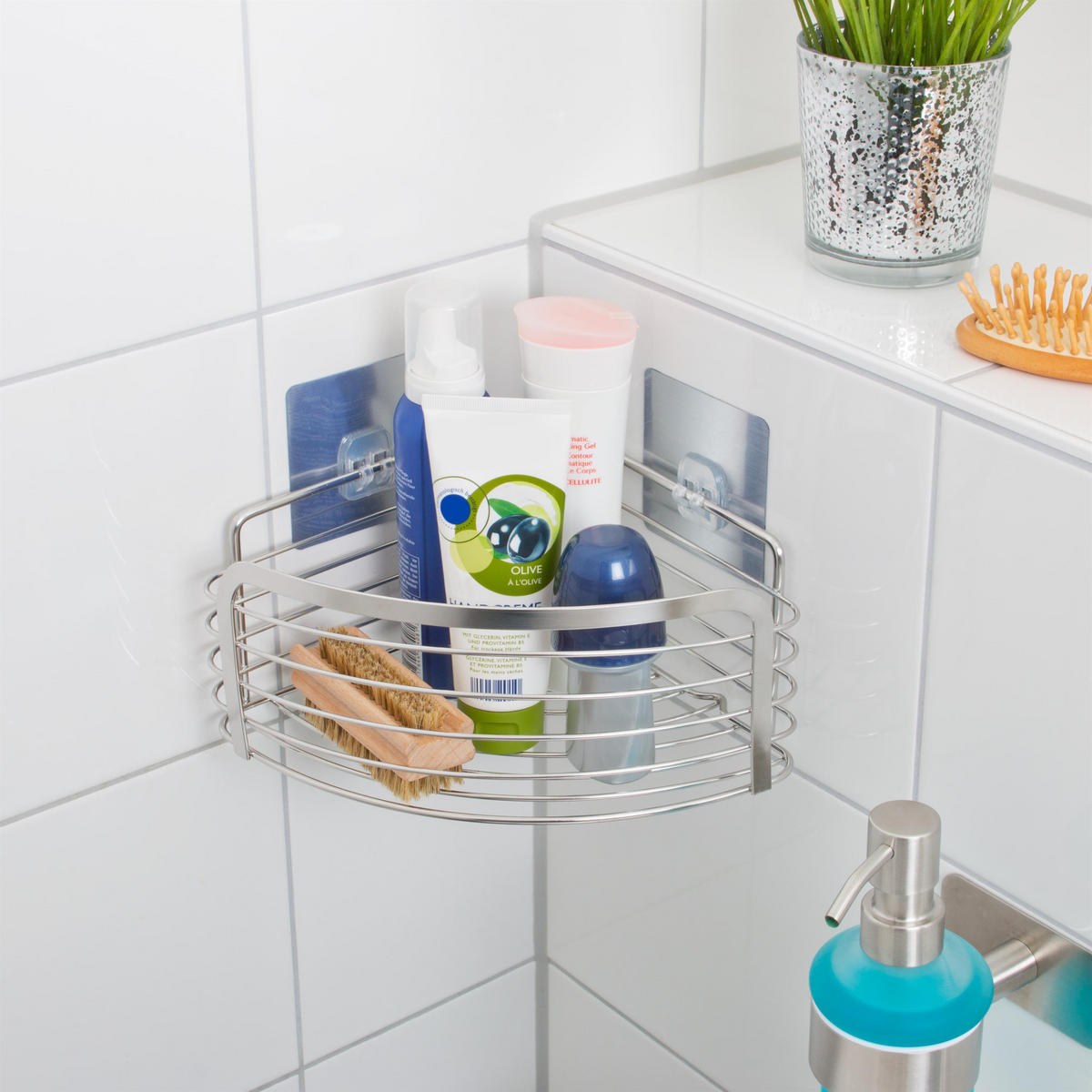 ECK-ABLAGEKORB 2er-Set, silber - Edelstahlfarben, Metall (25/10.5/18.5cm) - bremermann