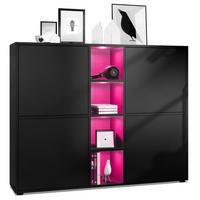 HIGHBOARD Cuba Türen in Schwarz matt - Schwarz, Holzwerkstoff (130.5/105.5/35.5cm) - Vladon