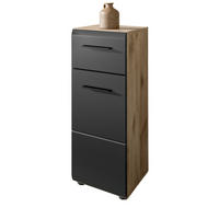 MIDISCHRANK schwarz matt, Eiche Nox, Bad Kommode 30 x 80 cm - Eichefarben/Schwarz, Holzwerkstoff/Kunststoff (30/80/30cm) - Inn.Furn