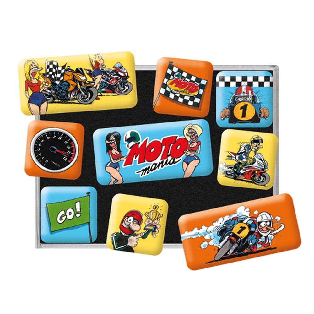 MAGNETSET 9-teilig MOTOmania The Winner Takes It All - Multicolor, Metall (9/7/2cm) - Nostalgic-Art