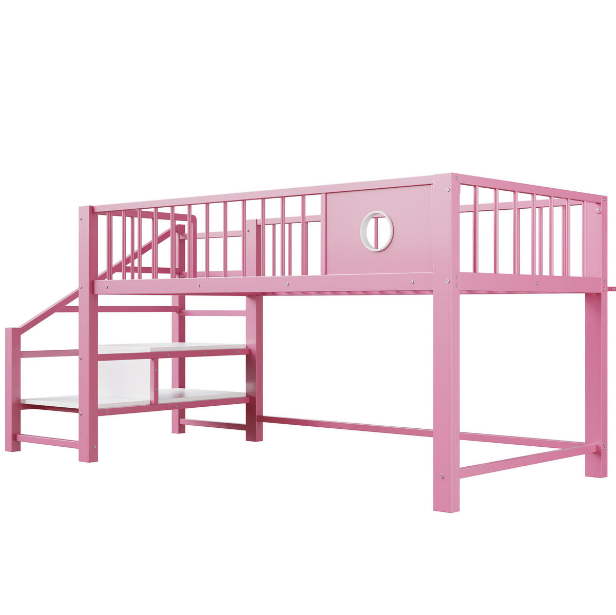 HOCHBETT 90/200 cm aus Metall mit Stauraumleiter, Rosa - Pink, Metall (90/200cm) - OKMYHOME