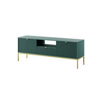 GRÜNES Modernes Geriffeltes TV-Board KIOTO RTV2D1SZ (Gold Gestell, Soft-Close Türen) - Goldfarben/Grün, Holz/Holzwerkstoff (154/56/39cm) - Ravio
