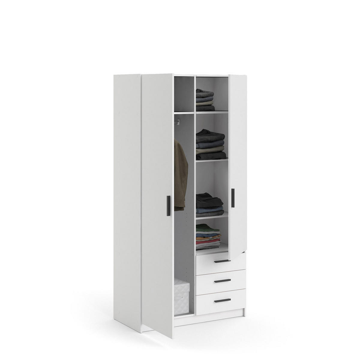 KLEIDERSCHRANK weiß - Weiß, Holzwerkstoff (99/201/50cm) - ebuy24