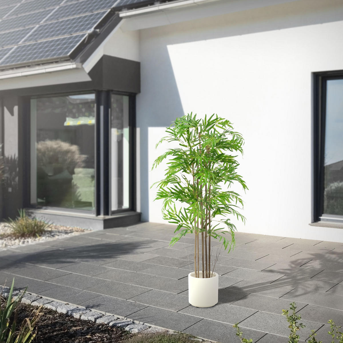 KUNSTPFLANZE Bambus - Anthrazit/Grün, Holz/Kunststoff (150cm) - ML-DESIGN