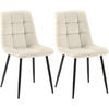 STUHL 2er Set Samt Creme - Creme/Schwarz, Textil/Metall (45/84/55cm) - CLP