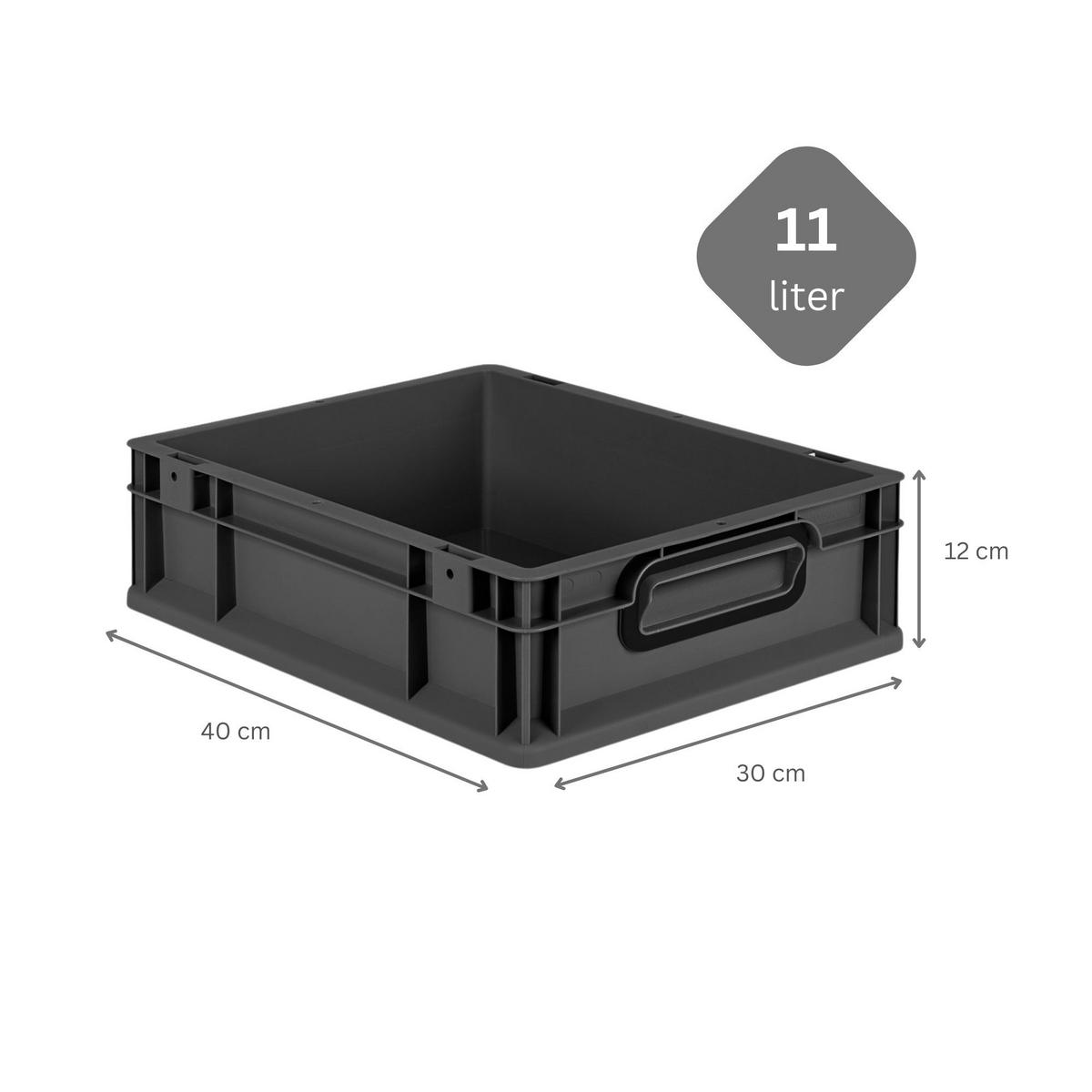 EUROBOX 5x NextGen Color 12x30x40 cm 11 Liter Griffe schwarz zu, Schwarz - Anthrazit/Schwarz, Kunststoff (30/12/40cm) - PROREGAL