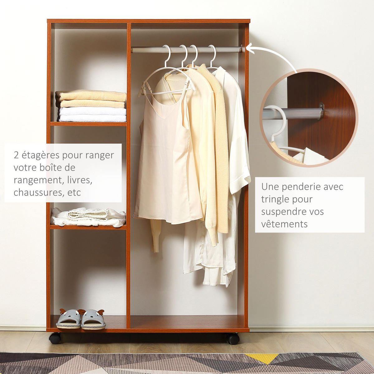 KLEIDERSCHRANK Braun 1 Stück - Braun, Holz (40/128/80cm) - GiPP