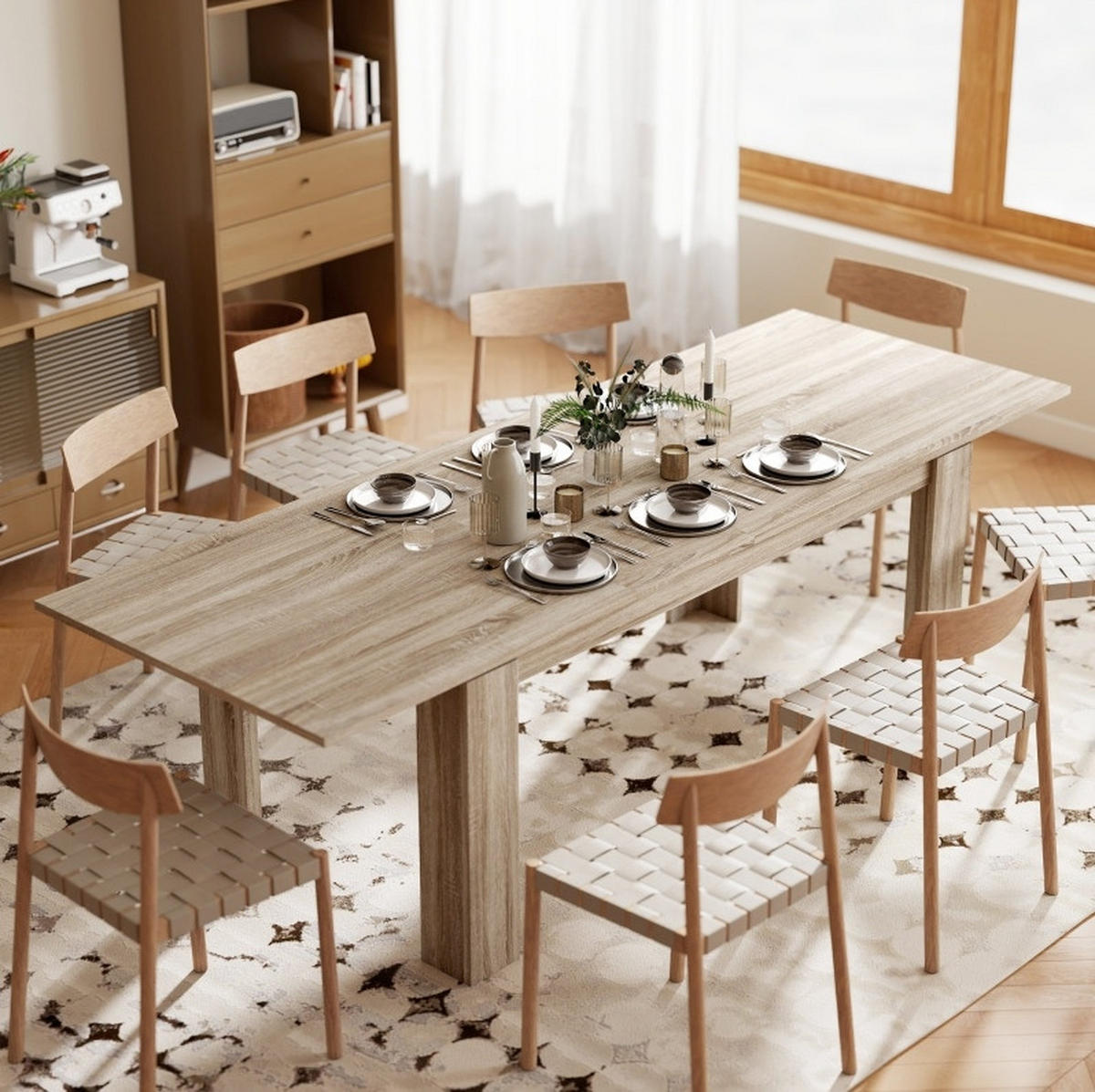 ESSTISCH 180-260/90/76,6 cm Eiche mit Schmetterlingsauszug aus Holzwerkstoff - Eichefarben, Holz (260/90/76.6cm) - OKWISH