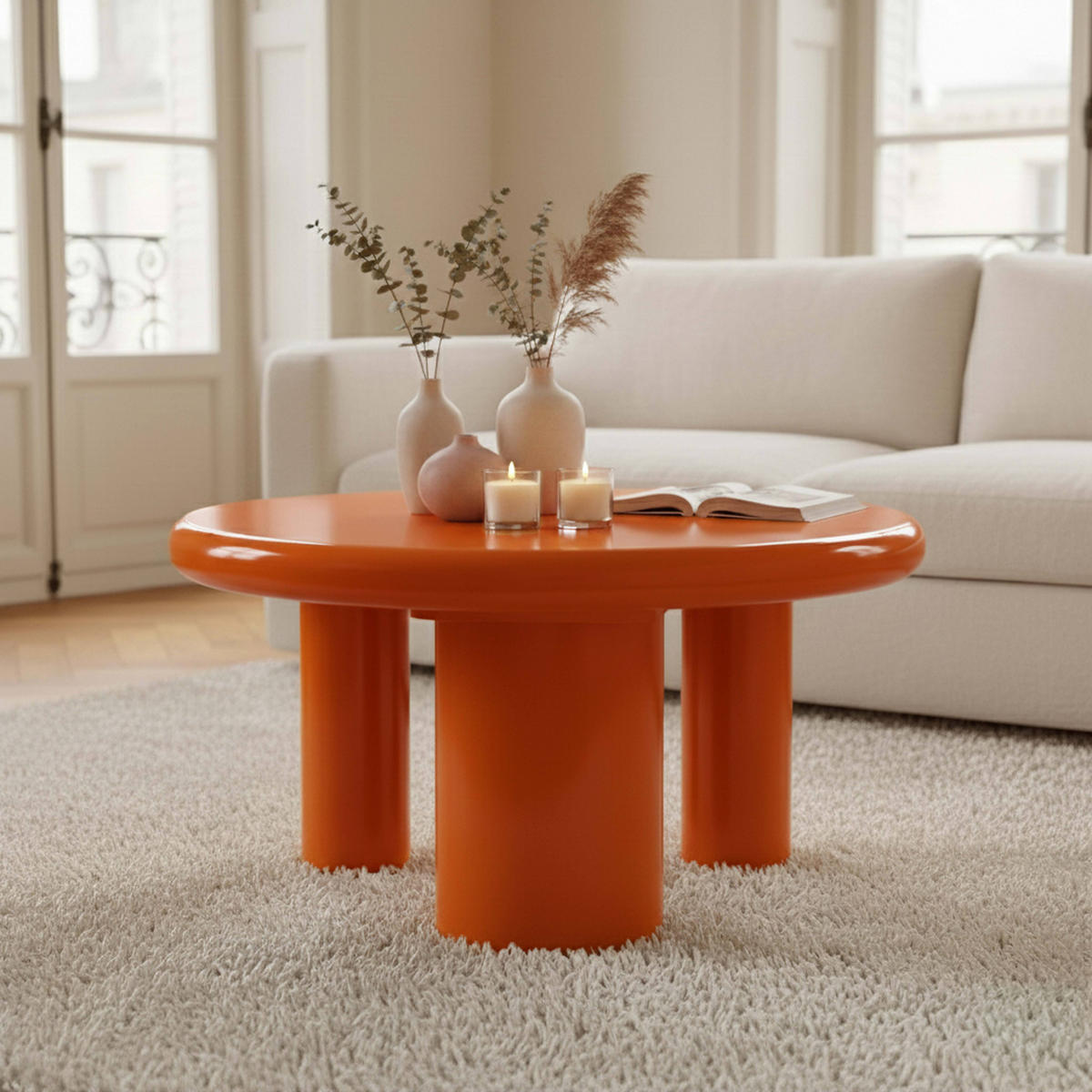 COUCHTISCH, Orange - Orange, Holzwerkstoff (70/70/35.5cm) - Oviala